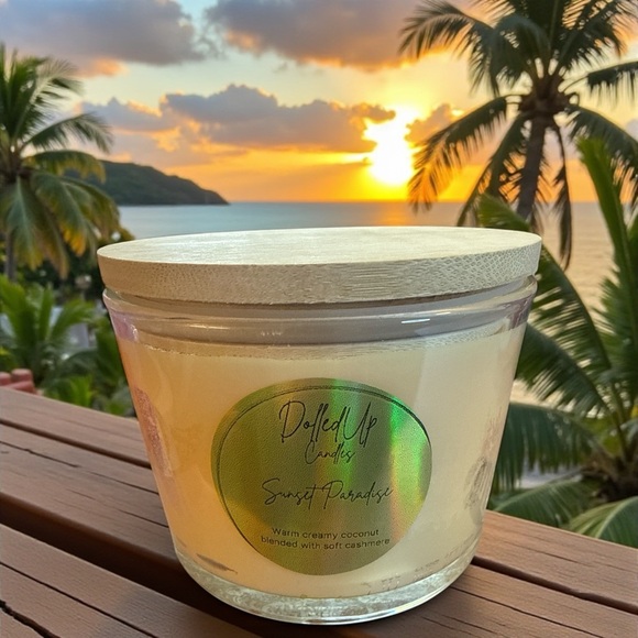 Handmade Other - 16oz Sunset Paradise Soy Candle | Warm Coconut + Soft Cashmere